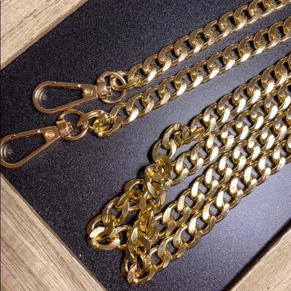 crossbody metal Flat Chain Replacement strap gold 48" - Picture 1 of 2